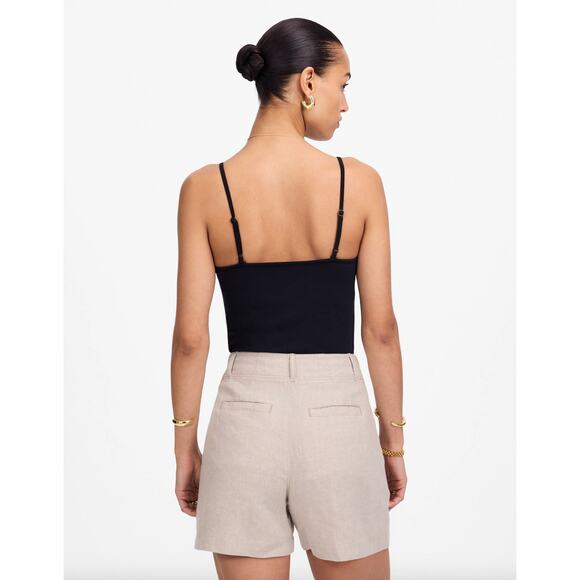 Madewell Pintucked Shorts in 100% Linen Oat Beige High Rise Vacation US 12 NWT - Picture 4 of 13